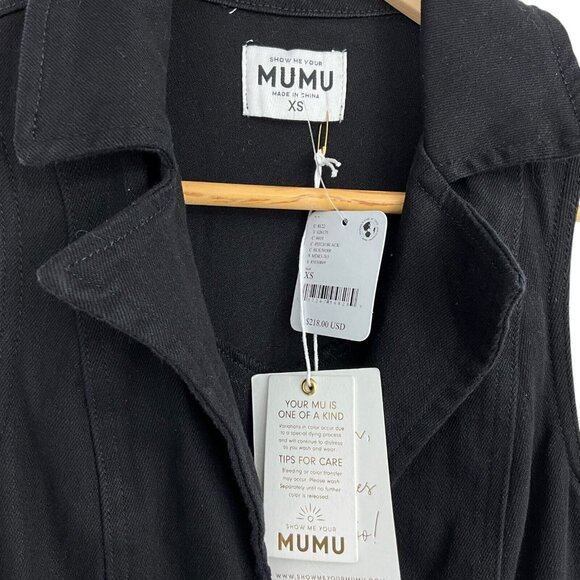 NWT Show Me Your Mumu Jacksonville Jumpsuit Black Denim Size XS Sleeveless - Picture 9 of 11